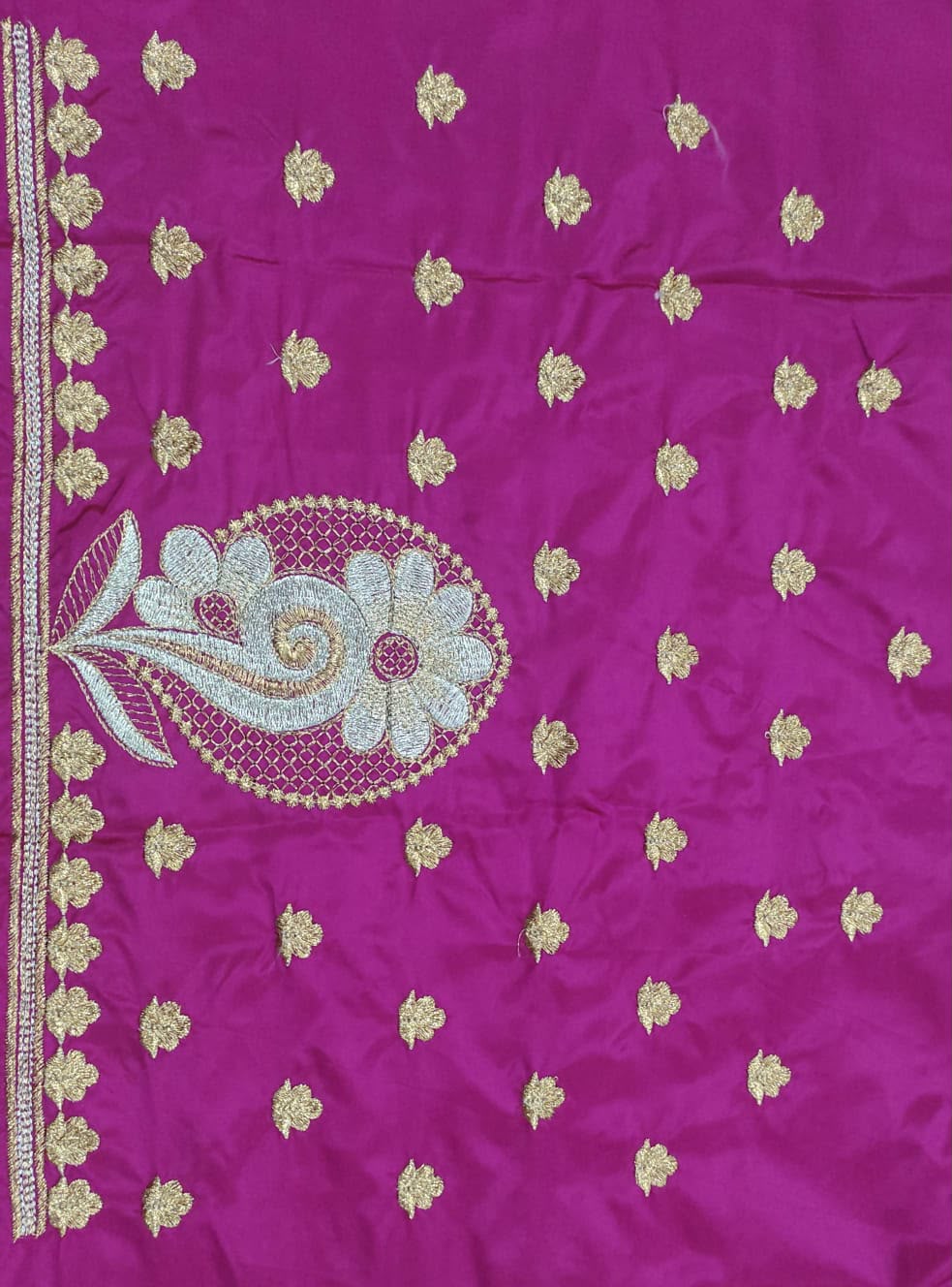 Embroidery Blouse Fabric – Designer Half Pattu Blouse Material (1.25 Meter)
