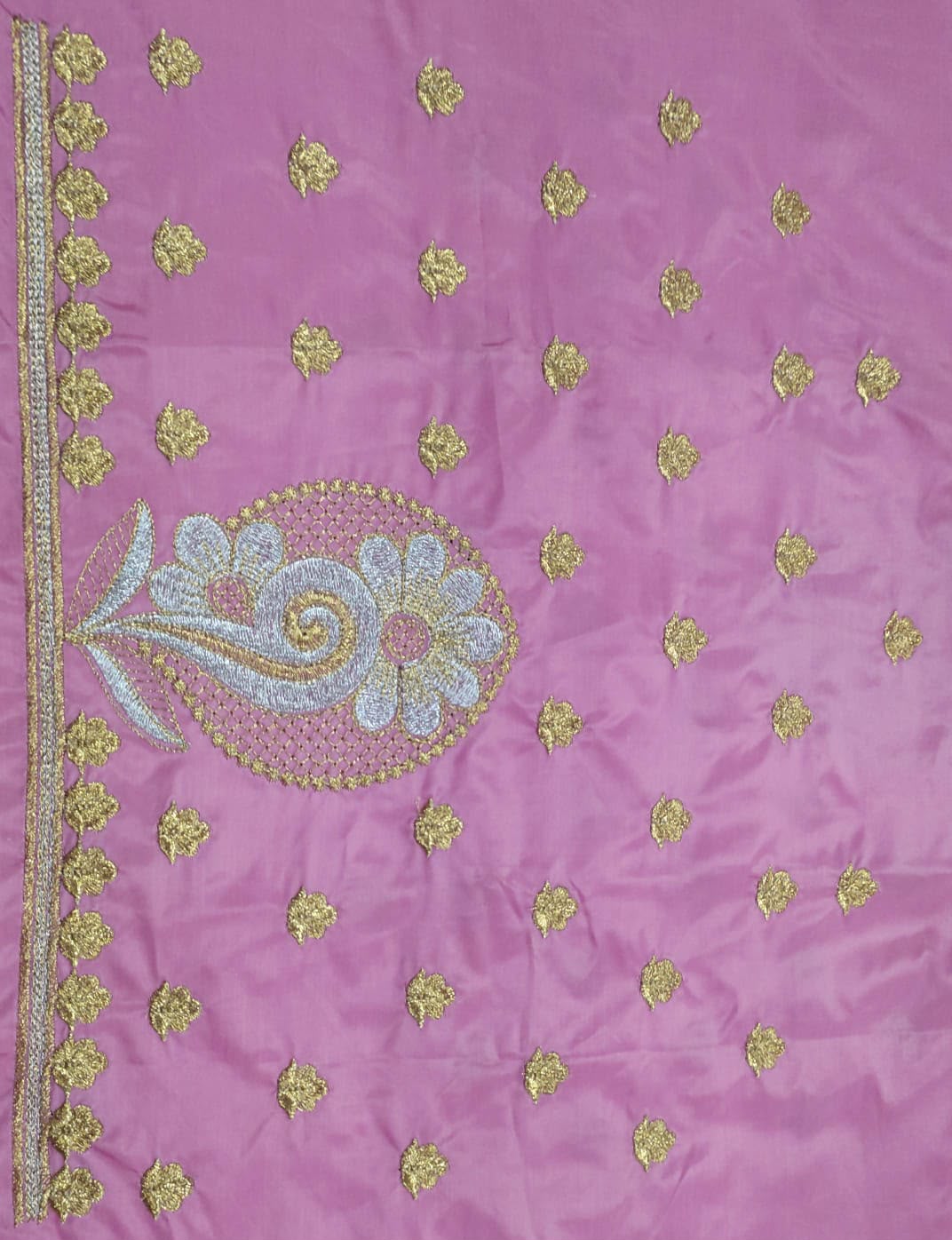 Embroidery Blouse Fabric – Designer Half Pattu Blouse Material (1.25 Meter)