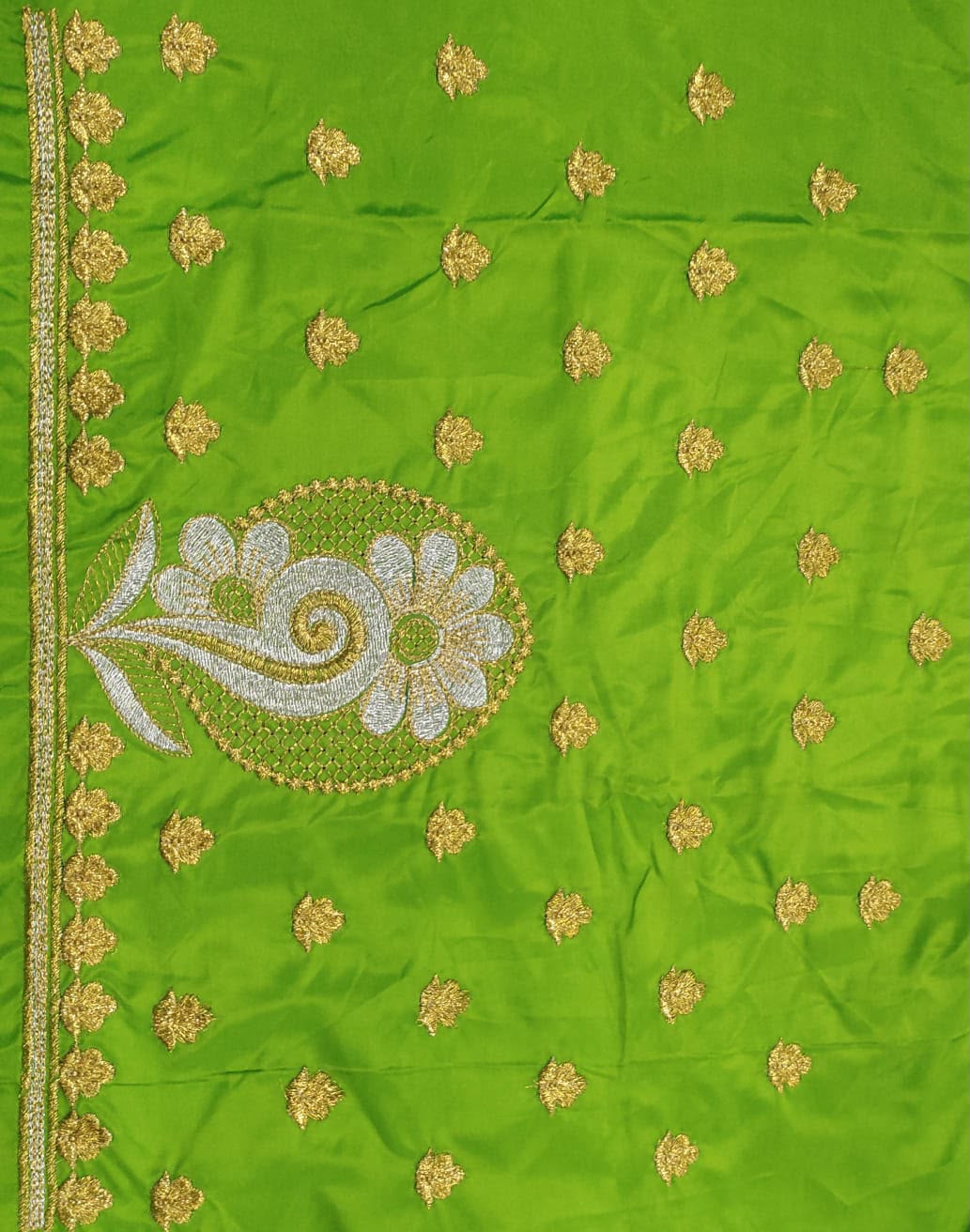 Embroidery Blouse Fabric – Designer Half Pattu Blouse Material (1.25 Meter)