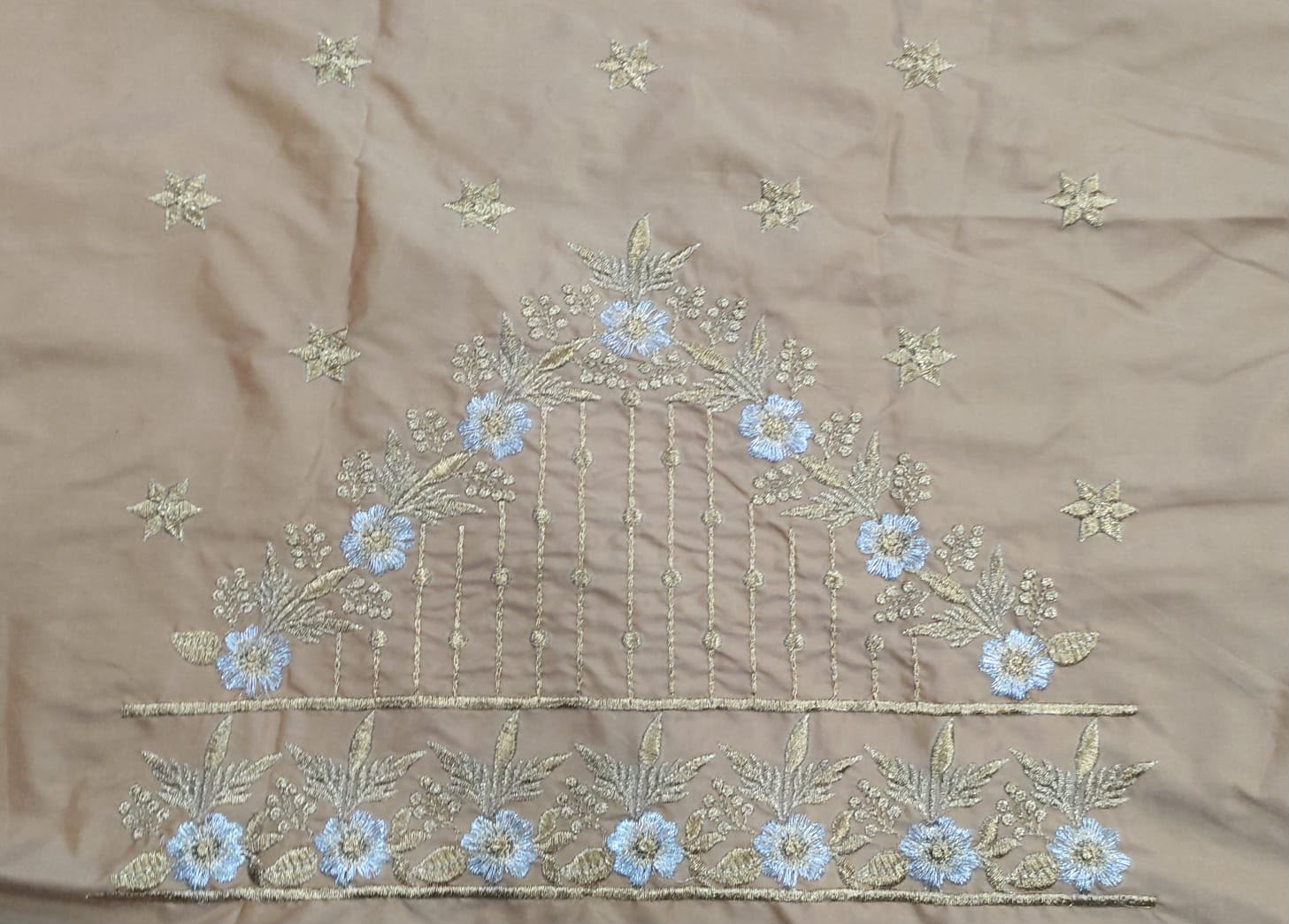 Embroidery Blouse Fabric – Designer Half Pattu Blouse Material (1.25 Meter)