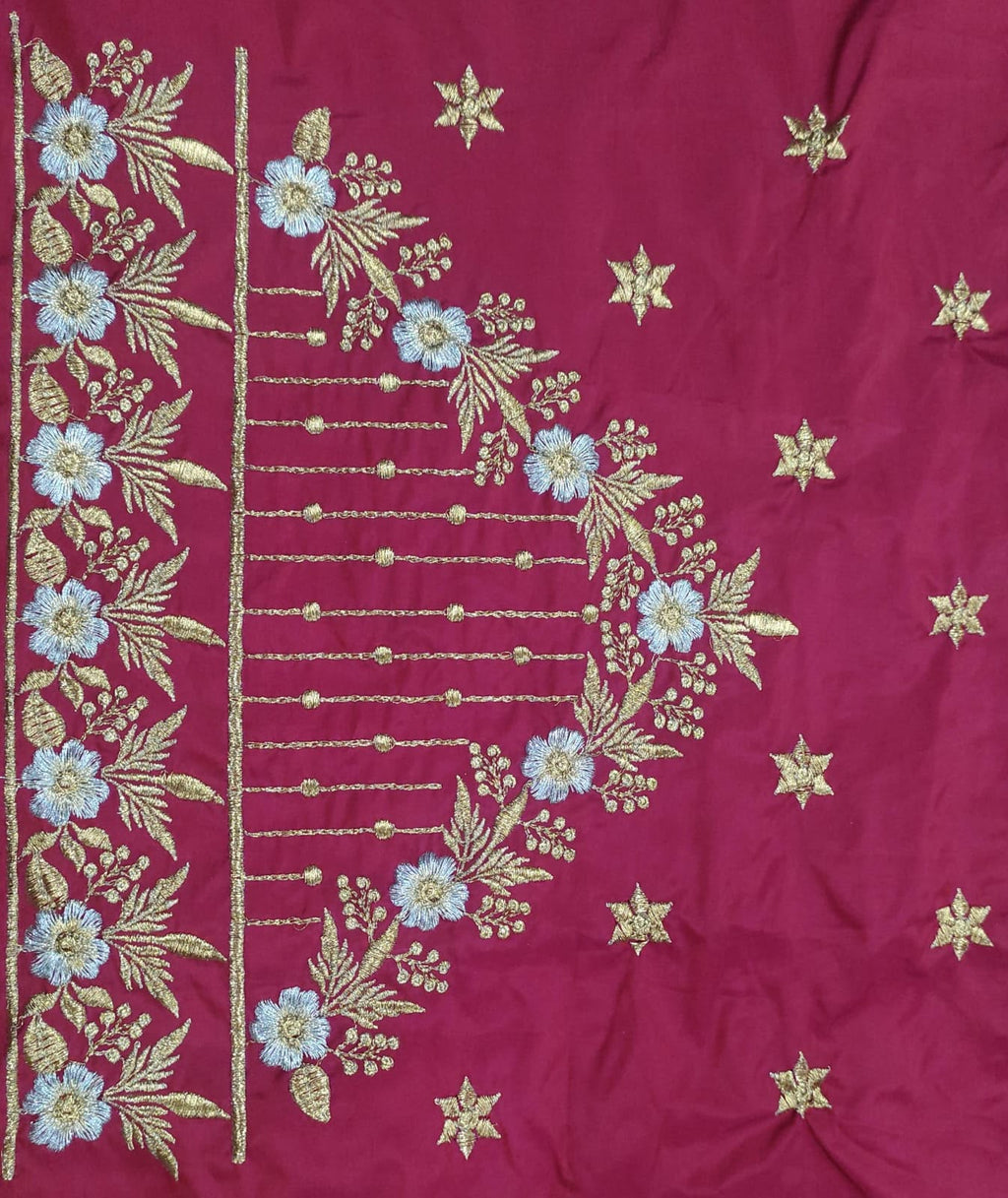 Embroidery Blouse Fabric – Designer Half Pattu Blouse Material (1.25 Meter)