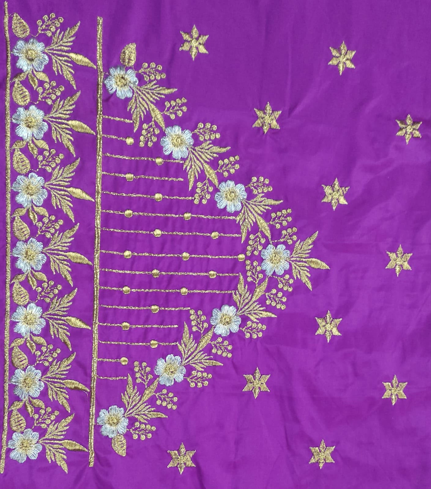 Embroidery Blouse Fabric – Designer Half Pattu Blouse Material (1.25 Meter)