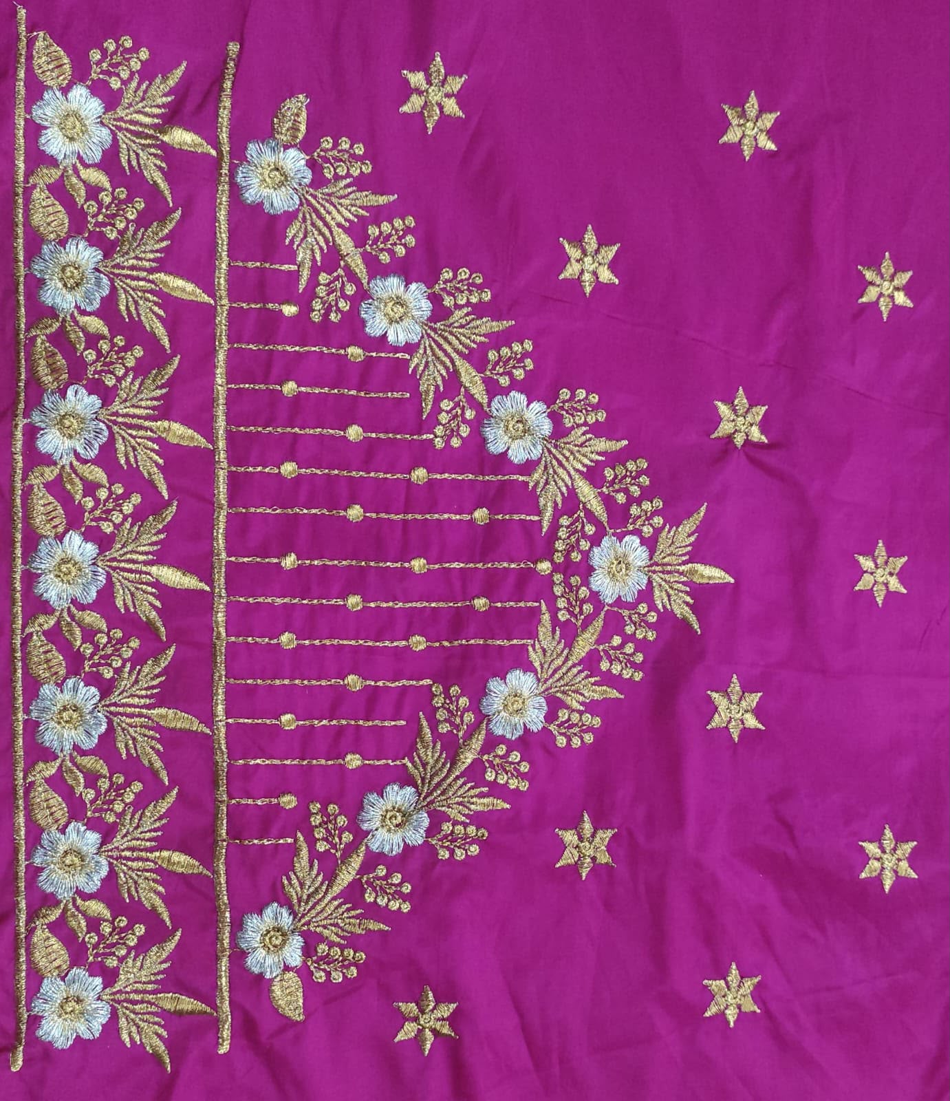Embroidery Blouse Fabric – Designer Half Pattu Blouse Material (1.25 Meter)