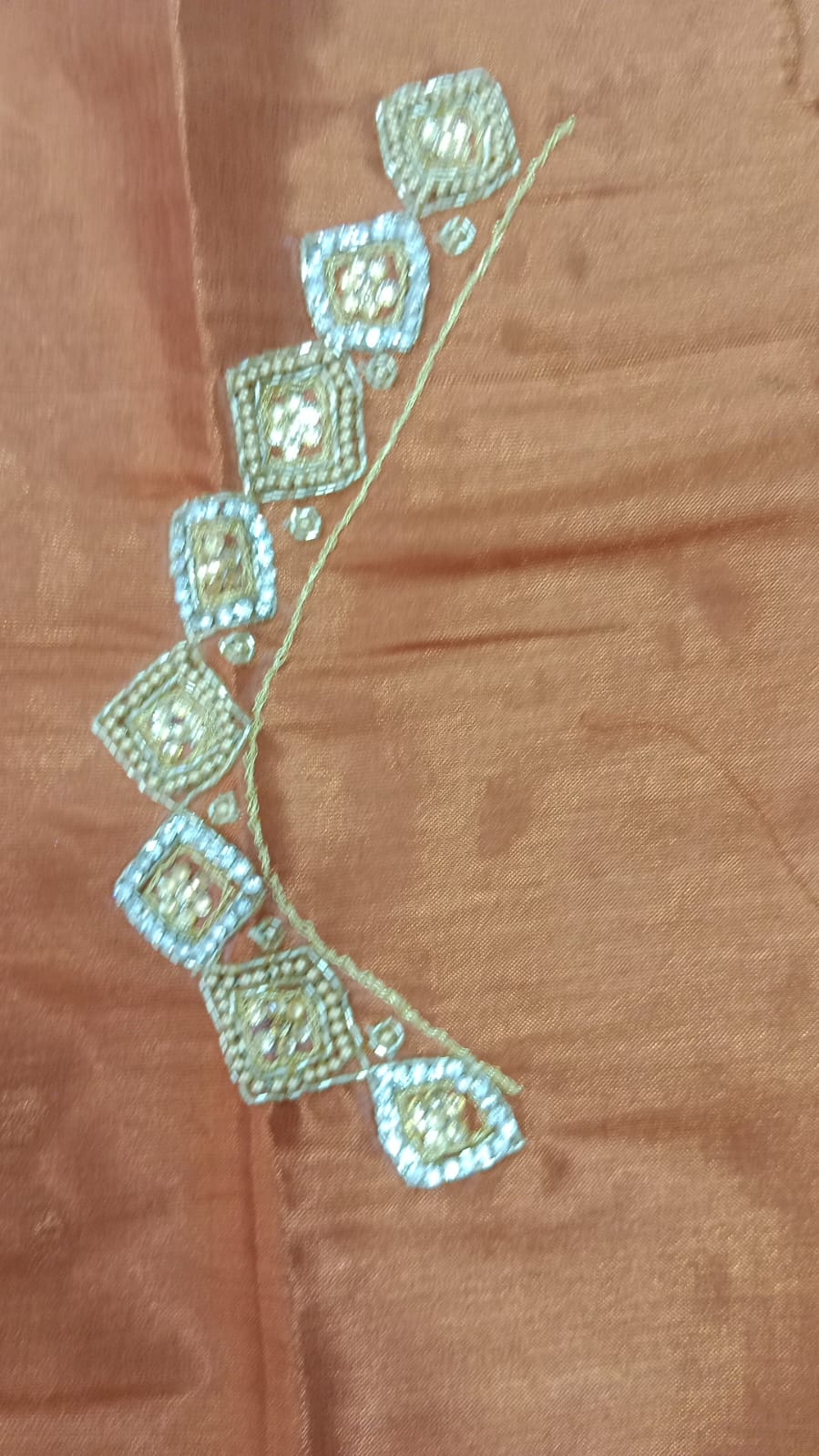Elegant  Maggam Work Blouse Material with Handcrafted  Embroidery