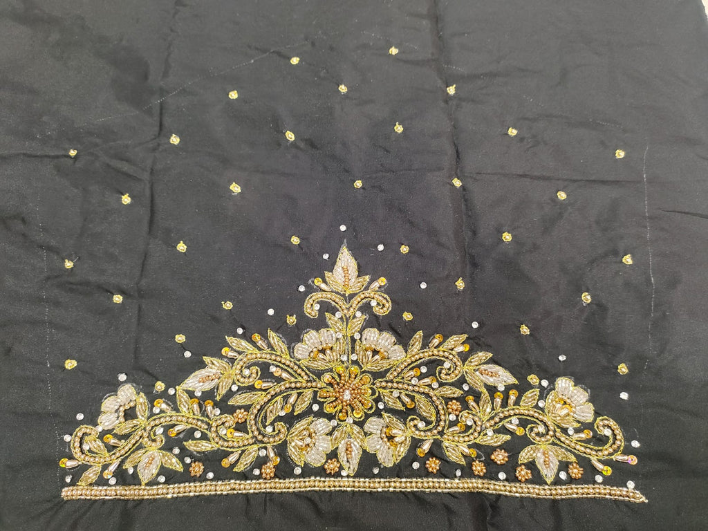 Elegant  Maggam Work Blouse Material with Handcrafted  Embroidery