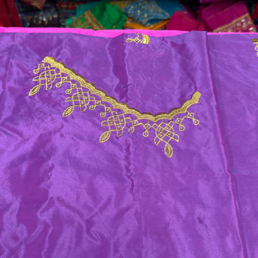 Embroidery Blouse Fabric – Designer Half Pattu Blouse Material (1.25 Meter) emb01