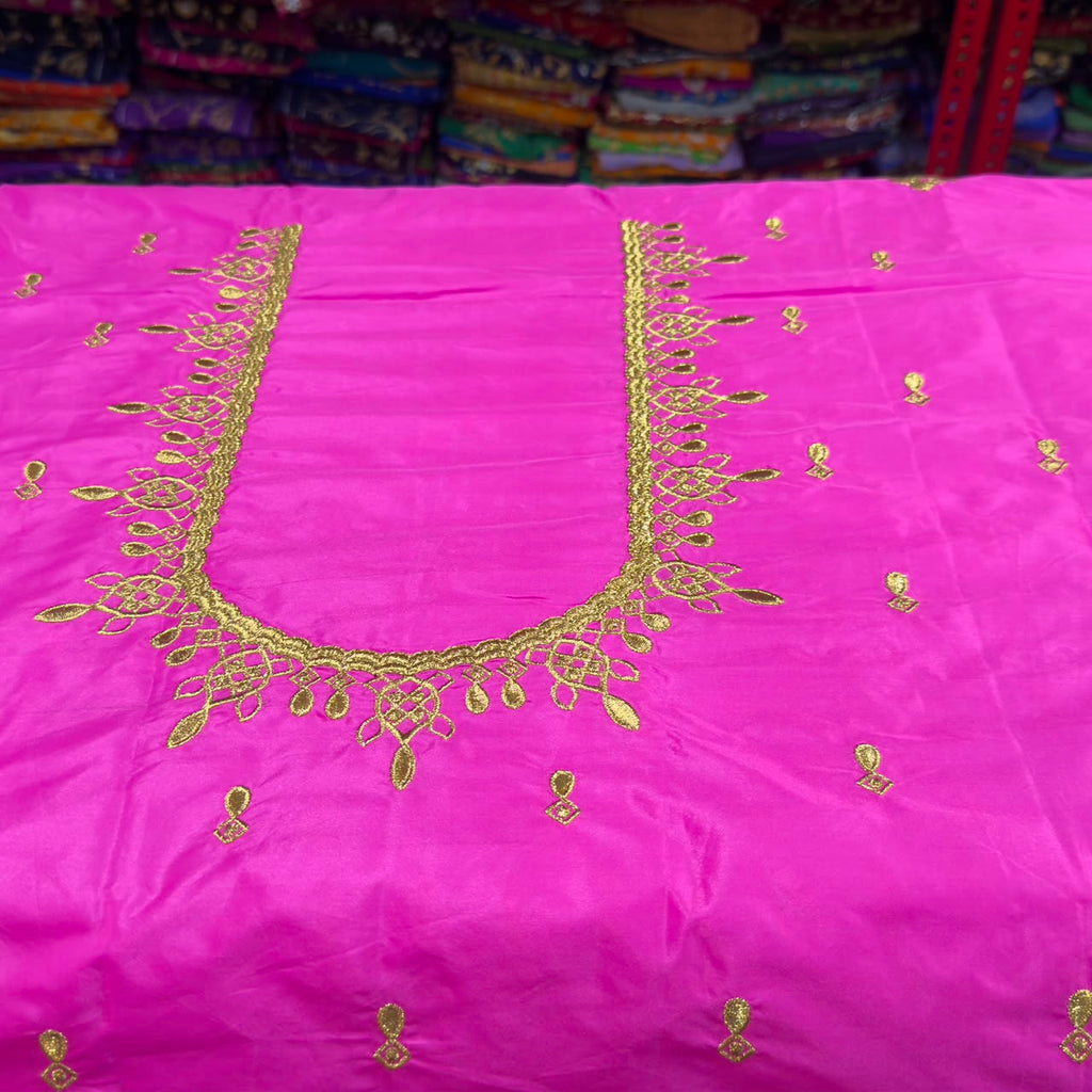 Embroidery Blouse Fabric – Designer Half Pattu Blouse Material (1.25 Meter) emb01