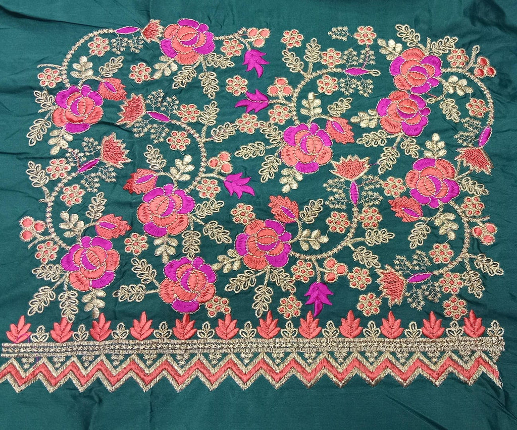 Embroidery Blouse Fabric – Designer Half Pattu Blouse Material (1.25 Meter)