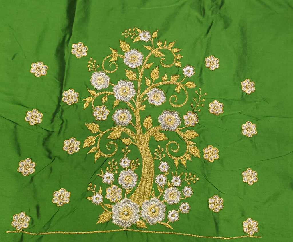 Embroidery Blouse Fabric – Designer Half Pattu Blouse Material (1.25 Meter)
