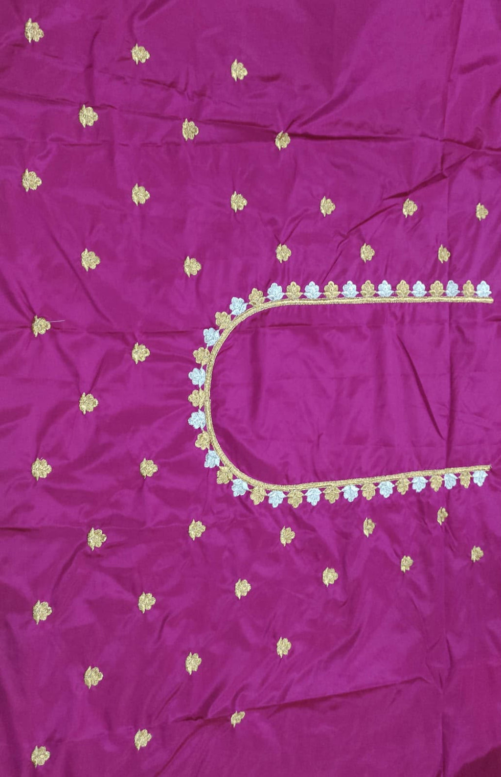 Embroidery Blouse Fabric – Designer Half Pattu Blouse Material (1.25 Meter)