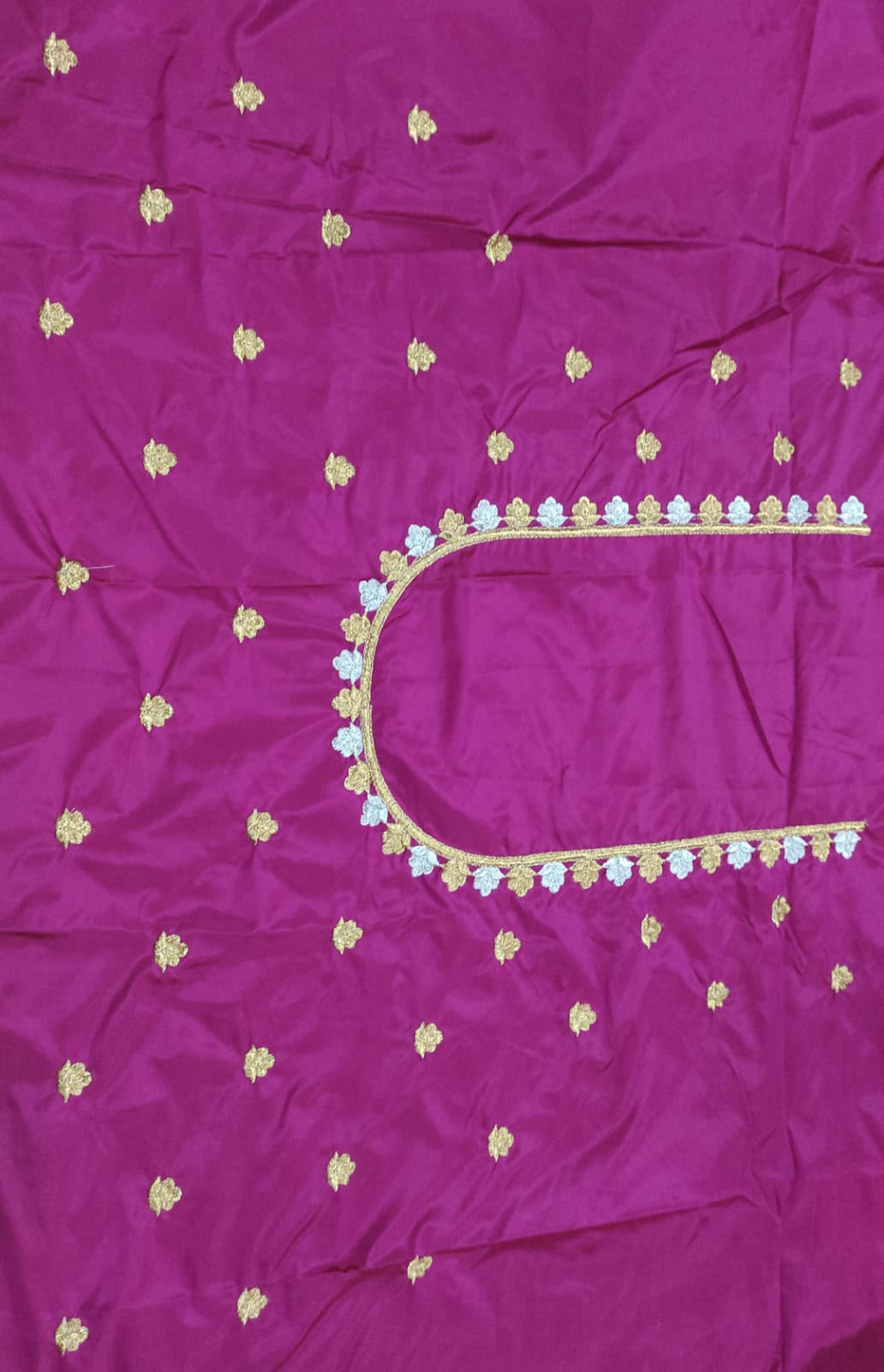 Embroidery Blouse Fabric – Designer Half Pattu Blouse Material (1.25 Meter)