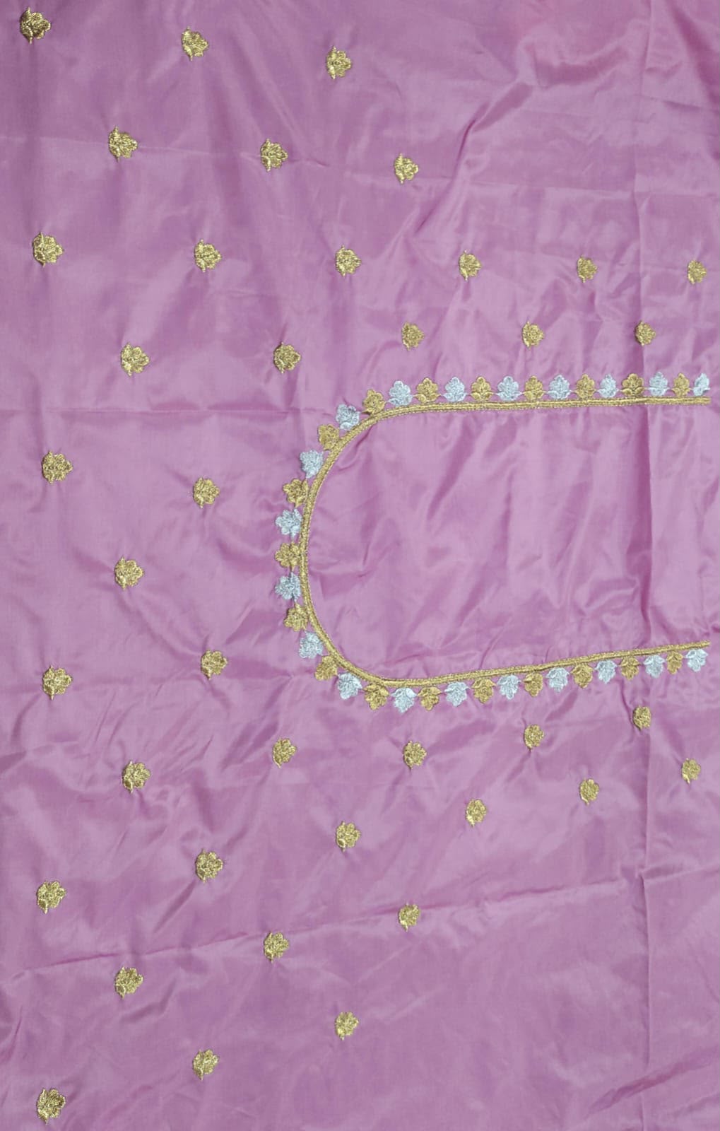 Embroidery Blouse Fabric – Designer Half Pattu Blouse Material (1.25 Meter)
