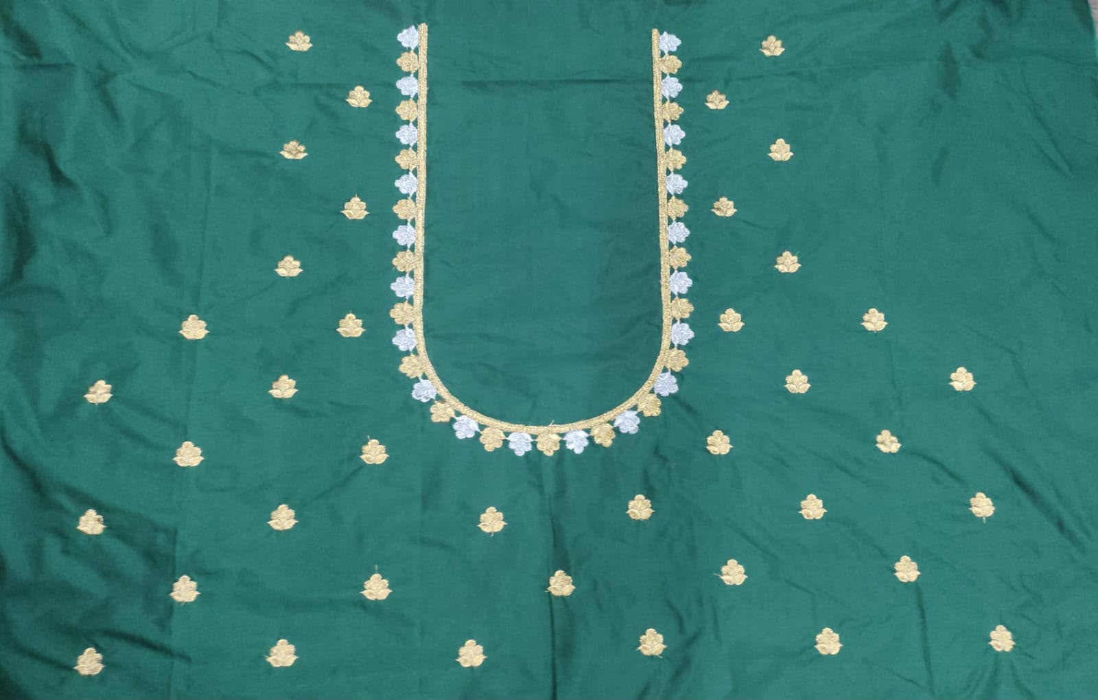 Embroidery Blouse Fabric – Designer Half Pattu Blouse Material (1.25 Meter)