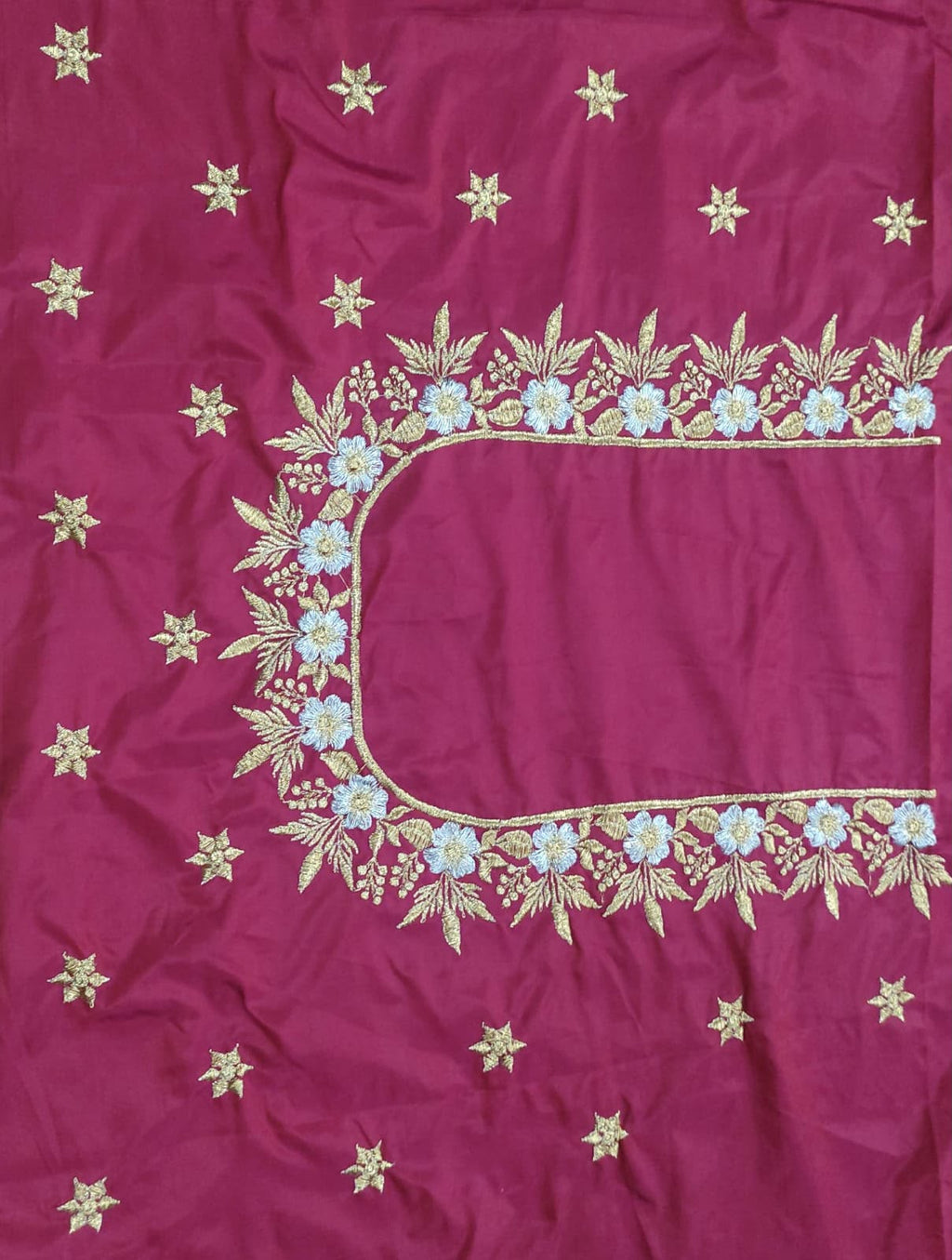Embroidery Blouse Fabric – Designer Half Pattu Blouse Material (1.25 Meter)