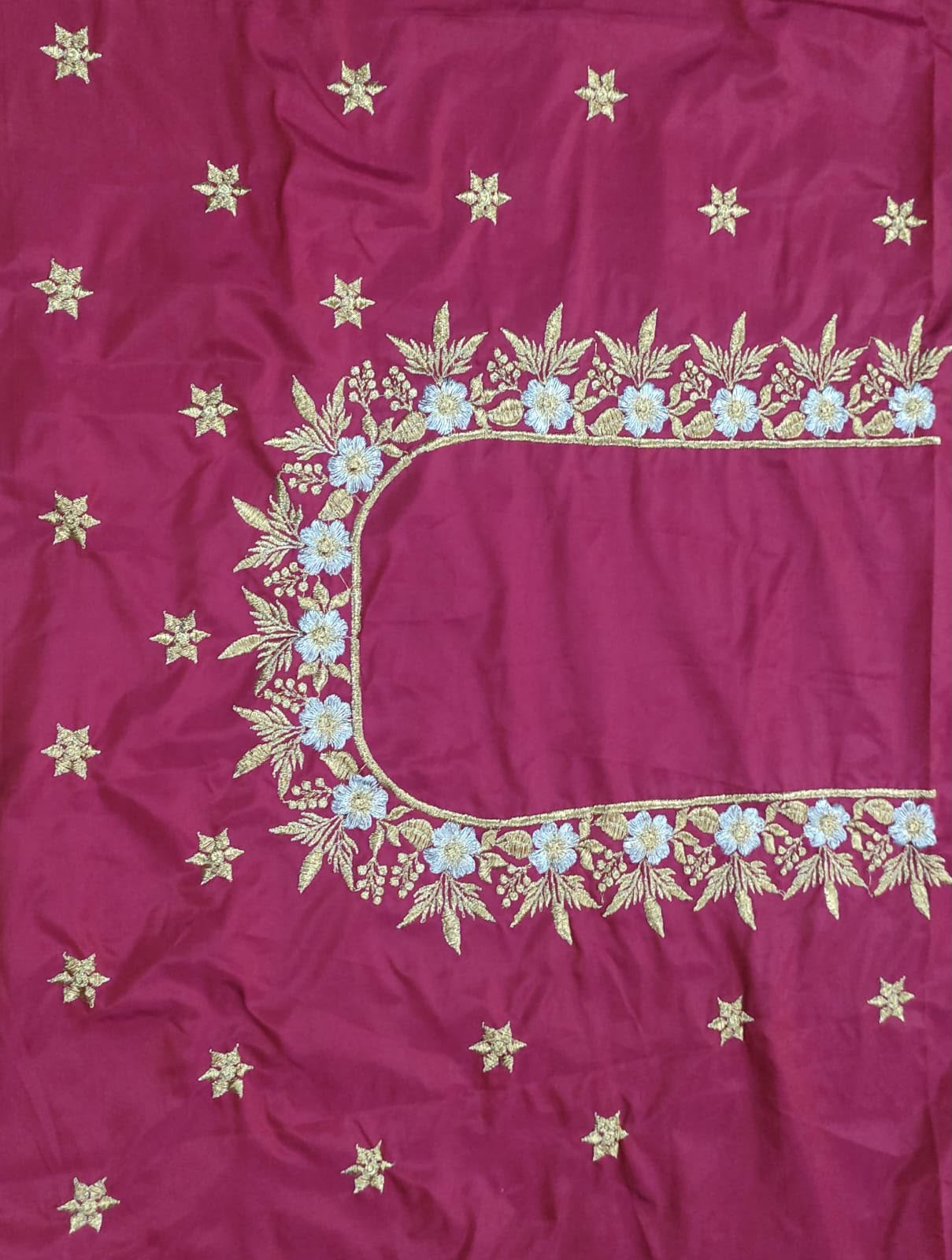 Embroidery Blouse Fabric – Designer Half Pattu Blouse Material (1.25 Meter)